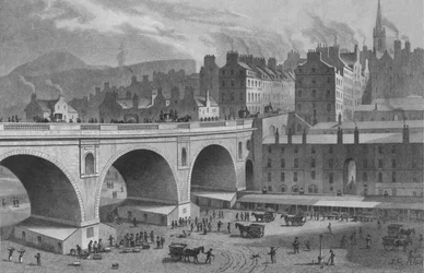 Mercato di Verdure e Pesce, dalla Rainbow Gallery, Edimburgo, 1830