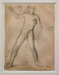 Alessandro e studio delle gambe. Intorno al 1859-1861. Inchiostro nero e grafite su carta