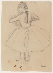 Ballerina in piedi, vista da dietro