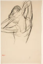 Ballerina, mezzo busto, braccia incrociate dietro la testa, c.1890