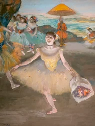 Ballerina con un bouquet di saluto (dettaglio)