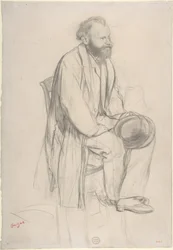 Édouard Manet, seduto, con il cappello in mano