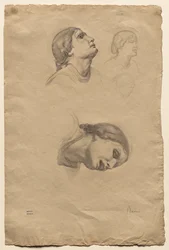 Quattro studi della testa di una giovane donna italiana, 1856