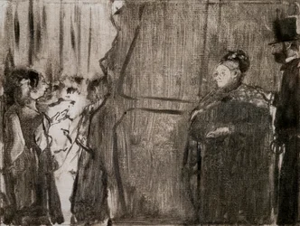 Incontro tra Ludivic Halevy e Madame Cardinal dietro le quinte. Intorno al 1876-1877