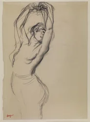 Danzatrice nuda con le braccia alzate