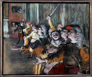 Pastello di comparse o coristi su monotipo di Edgar Degas