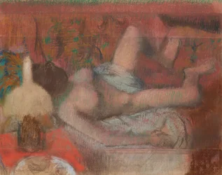 Donna nuda sdraiata, 1888-90 circa (pastello su monotipo su carta)
