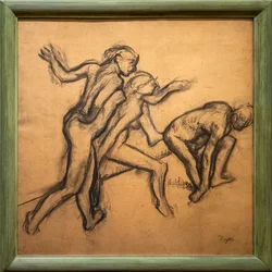 Tre ballerini nudi. 1895-1900. Carbone su carta da lucido.
