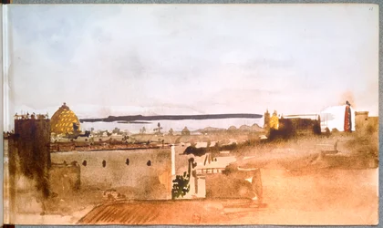 Veduta di Napoli acquerellata (acquerello)