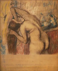 Donna alla toilette (pastello e carboncino)