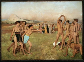 Giovani spartani in esercizio (olio su tela)