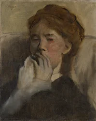 Giovane donna con la mano sulla bocca