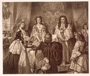 La corona offerta a Guglielmo e Maria dai Lord e dai Comuni a Whitehall, 12 febbraio