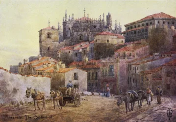 Spagna settentrionale: Plasencia, le mura della città e la cattedrale