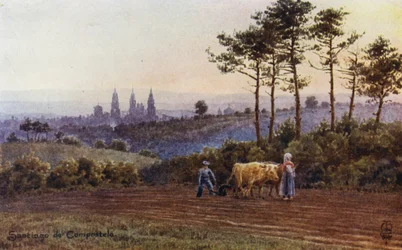 Spagna settentrionale: Santiago de Compostela, dalla strada di Lugo