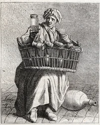 Il venditore di cognac - Piccolo mestiere di Parigi (Études prises dans le bas Peuple, ou les Cris de Paris) - incisione di Edme Bouchardon (1698-1762)
