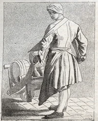 Il venditore di aceto - Piccolo mestiere di Parigi - incisione di Edme Bouchardon
