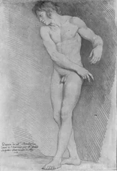 Nudo che guarda in basso a sinistra