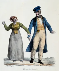 Prostituzione: "Dis donc bel homme" - Scene popolari di Edme Jean Pigal (1798-1872), litografia 1824 - Museo Dobree, Nantes