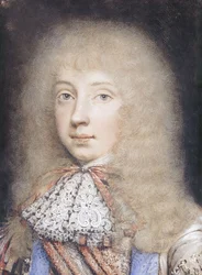 Ritratto di Edward Stuart, busto con capelli fluenti e cravatta di pizzo