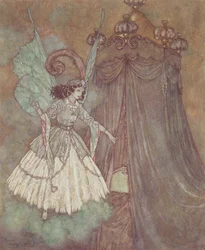 "Si trovò faccia a faccia con una signora maestosa e bella", illustrazione da 