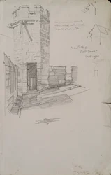 Schizzo del Campanile al New College, mostrando il dettaglio del tetto piombato, 1908