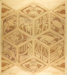 Segni zodiacali - Art Deco, aprile 1934 (guazzo su carta)
