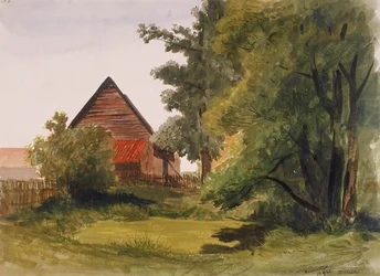 Veduta di Hampstead con un fienile a sinistra, Hampstead, Camden, Londra, 1842
