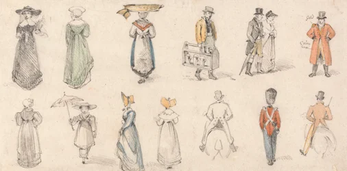 Studi di figure: donne, commercianti, ecc.