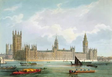 Le nuove case del Parlamento, inciso da Thomas Picken pubblicato da Lloyd Bros. e Co., 1852