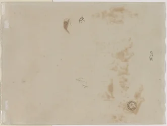 Schizzo di un uomo con braccio alzato e schizzo di un elmo, 1878