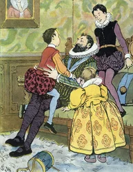 Re di Francia Enrico IV che gioca con i suoi figli (1553-1610) Illustrazione di Edouard Zier in 