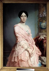 Ritratto di Madame F. Dipinto di Édouard Dubufe (1820-1883). XIX secolo. Dimensioni 1,3 x 0,89 m. Parigi, Musée d