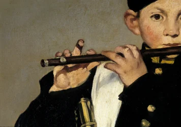Un suonatore di flauto. Dettaglio. Dipinto di Édouard Manet