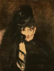 Berthe Morisot con cappello da lutto e lungo velo