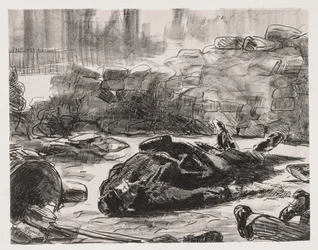 Scena della guerra civile della Comune di Parigi, 1871