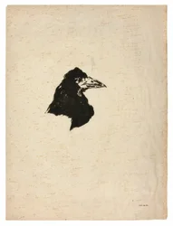 Testa di un corvo in profilo, da Il Corvo (Le Corbeau)