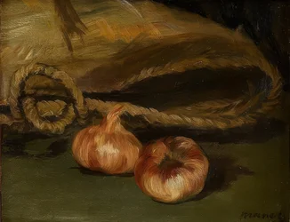 Natura morta con borsa e aglio