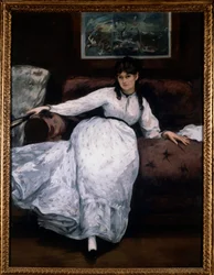 Il riposo (Ritratto della pittrice Berthe Morisot su un divano), dipinto di Édouard Manet (1832-1883), 1870, Providence Museum of Art