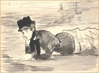 Donna distesa sulla spiaggia. Annabel Lee