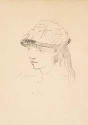 Giovane ragazza con cappello rotondo, 1878-79 (grafite su carta)