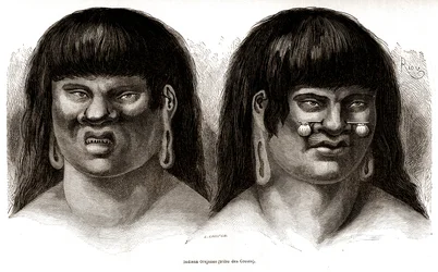 Coppia di indiani Orejones peruviani (tribù Ccotos)