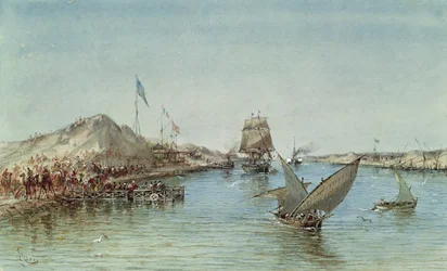 Navigazione sul Canale di Suez, da un album souvenir che commemora il viaggio dell