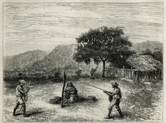 La fabbricazione della cabuya, corda di Fourcroya, vicino a Cartago (Colombia), incisione di Riou, per illustrare il racconto di America Equinoziale di E. Andre, missione assegnata dal governo francese, pubblicato in Le tour du monde, sotto la direzione di