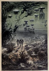 Pavimento sottomarino. Illustrazione di Edouard Riou per il romanzo "Ventimila leghe sotto i mari" di Jules Verne