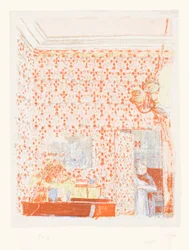 Interni con carta da parati rosa I