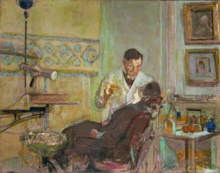 Il dottor Georges Viau nel suo studio dentistico