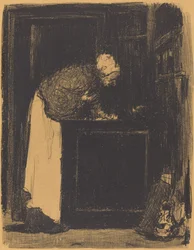 Vecchia donna al fornello