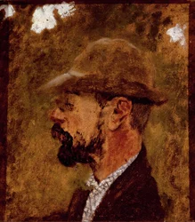 Ritratto del pittore Henri de Toulouse Lautrec di profilo