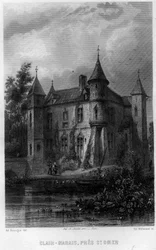 Palude di Clair (Clair-Marais o Clairmarais) vicino a Saint Omer (Saint Omer), Pas-de-Calais, regione Nord-Pas-de-Calais (Nord Pas de Calais), Francia. Incisione di Willmann in "La France ancienne et moderne" di Jean-Bernard Mary-Lafon